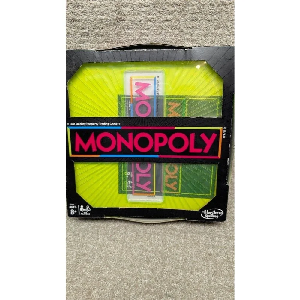 Hasbro Neon Monopoly Pop Board Game New Box Is Worn Game Not Played